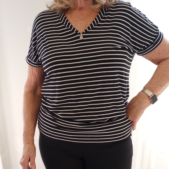 Chico's Tops - Chico's Black/White Striped Top/2 Tops For $30